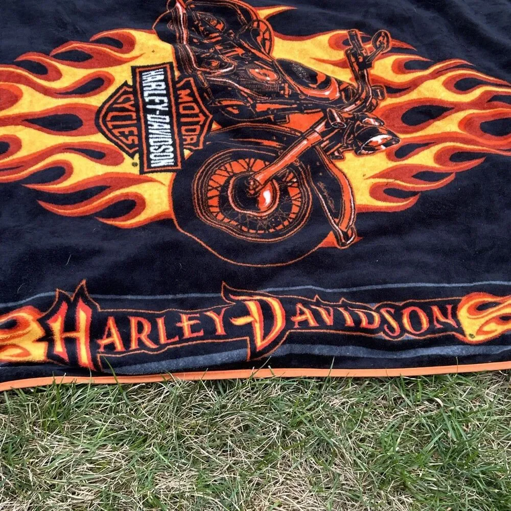 Vintage Harley‎ Davidson Motor Cycles 48”x56” Throw Blanket - Good Condition